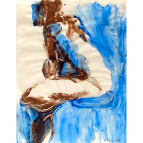 Akt mit Blau, 24 × 37 cm