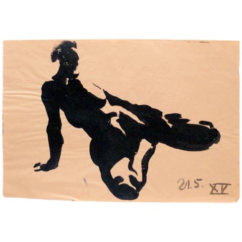 Akt sw, Acryl Papier 75 × 50 cm
